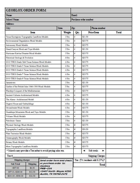 Geoblox order form